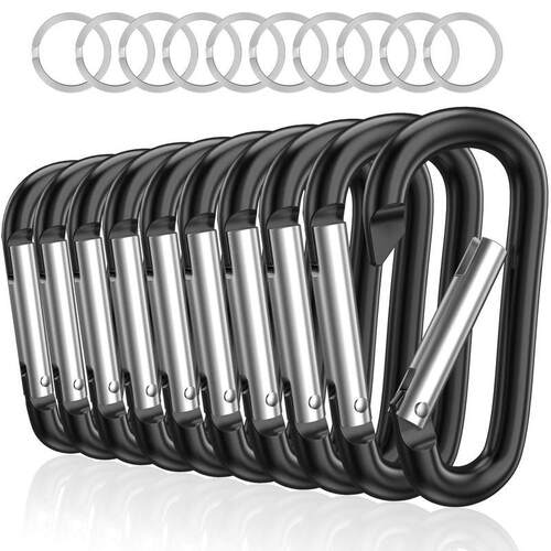 款3 Aluminum Carabiner Ring Clips Spring Snap Hook For