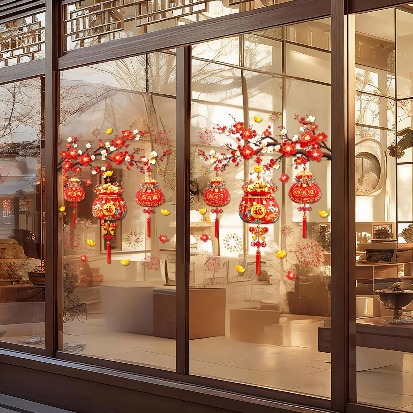 2026新年窗花静电贴画春节过年装饰品马年商场橱窗玻璃门福字贴纸,家居饰品,软装墙贴,淘宝优惠券,粉丝福利购,淘宝优惠卷