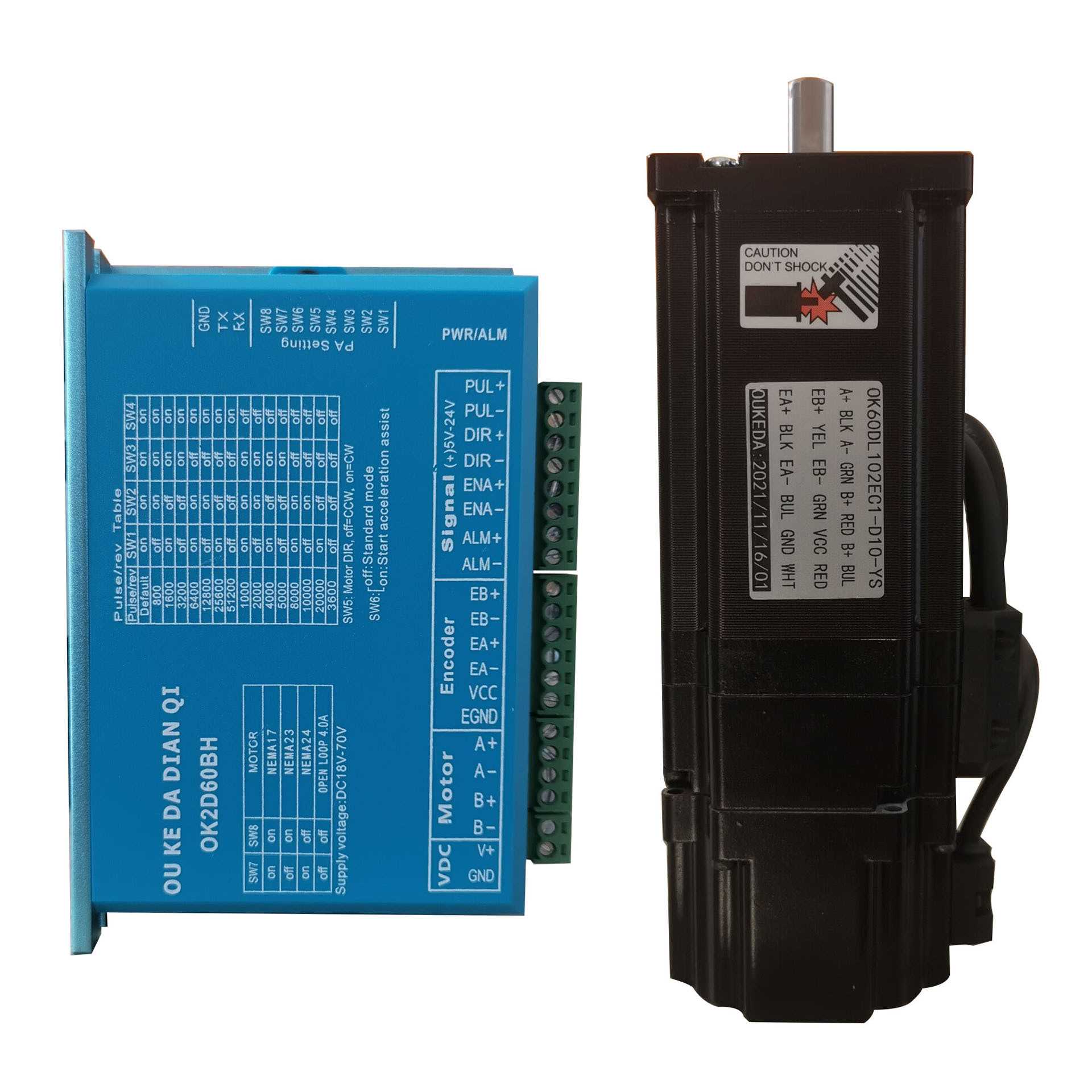 60编码器电机带刹车 4NM 1000线 60闭环步进电机加刹车抱闸