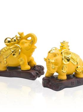 家居客厅中式风水工艺品创意饰品旺财纳福吉祥大象树脂汽车摆件