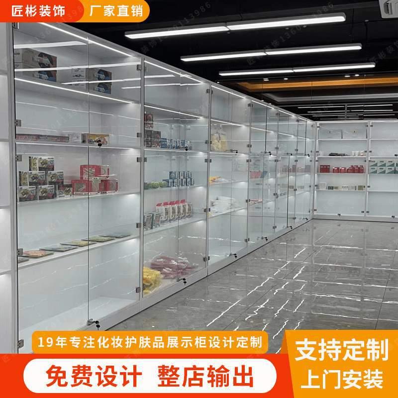 广州商用带锁礼品展示柜玩具模型玻璃展示柜防尘柜茶叶香烟展示柜