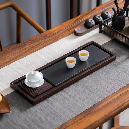 2025新款茶盘客厅家用茶海电木花梨木茶托 托盘干泡台乌金石小型