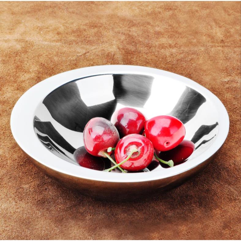 创意304不锈钢双层小号偏心零食盘瓜子果盘水果盘糖果盘薯条碟子