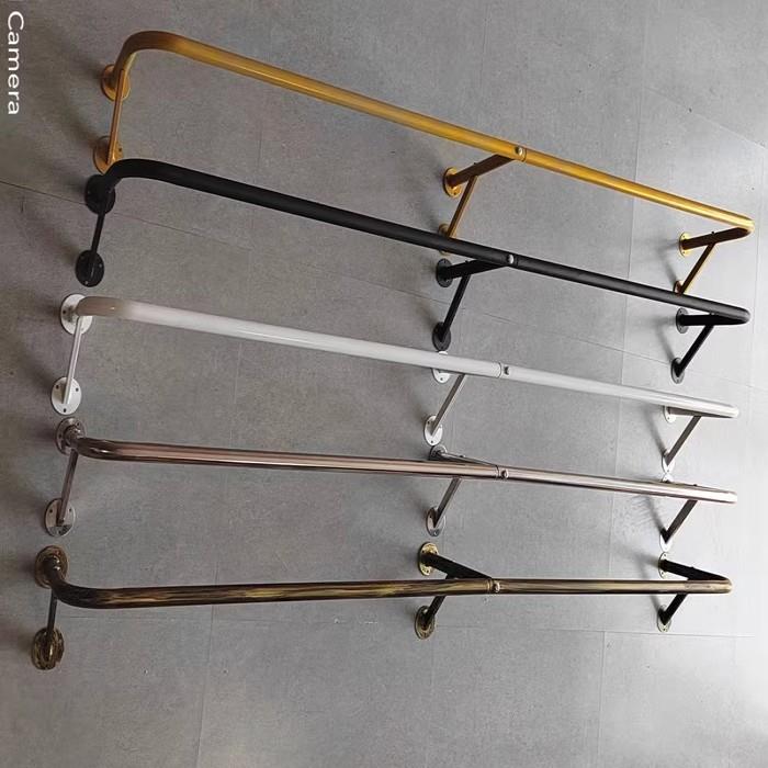 晾衣杆固定式侧墙晾衣架壁挂式挂衣杆室内简易不锈钢支架衣帽金小