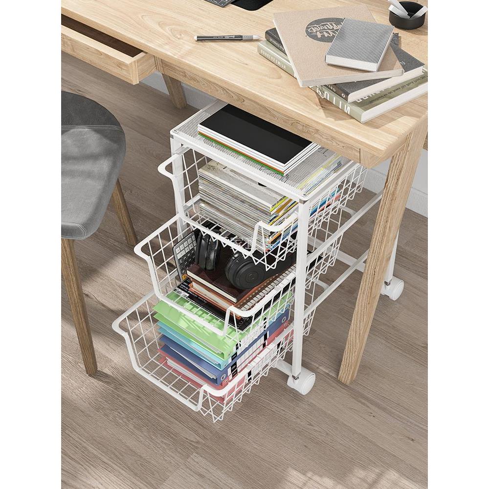 简易可移动书架落地小型卧室收纳置物柜书桌置物架床头架子办公桌