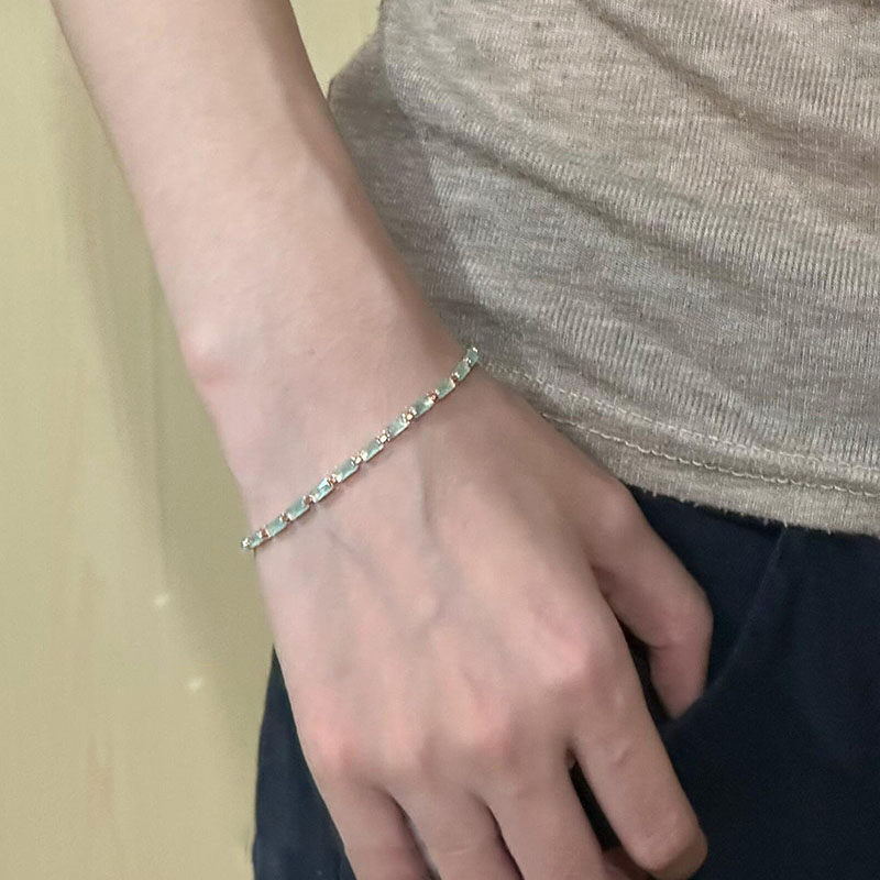 森系方形卡扣手链女精致小巧雅致手环简约气质小清新学生细款手饰