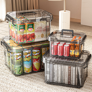 透明收纳箱大容量家用衣服玩具整理箱加厚带提手塑料储物箱收纳盒