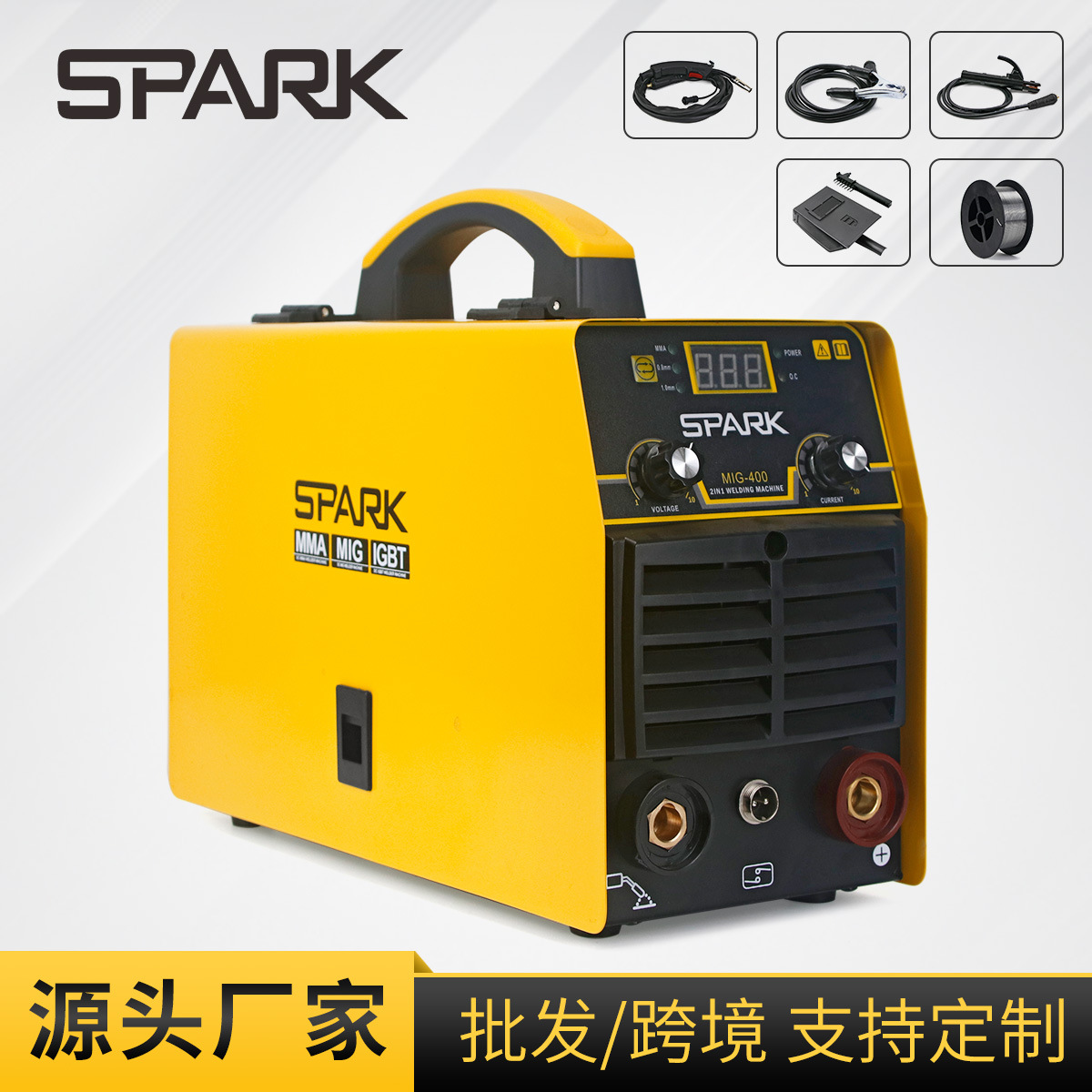 跨境SPARK多功能二氧化碳手工焊无气二保焊焊机MIG 400电焊机点焊