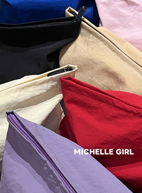 Michelle Girl2025新款拉链格子肌理感化妆包菜篮子包包内袋