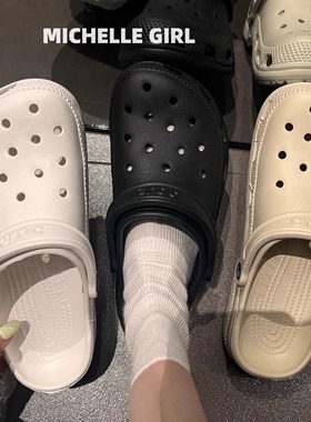 外贸原单尾货CROC透气懒人户外花园沙滩情侣防滑洞洞一脚蹬凉鞋