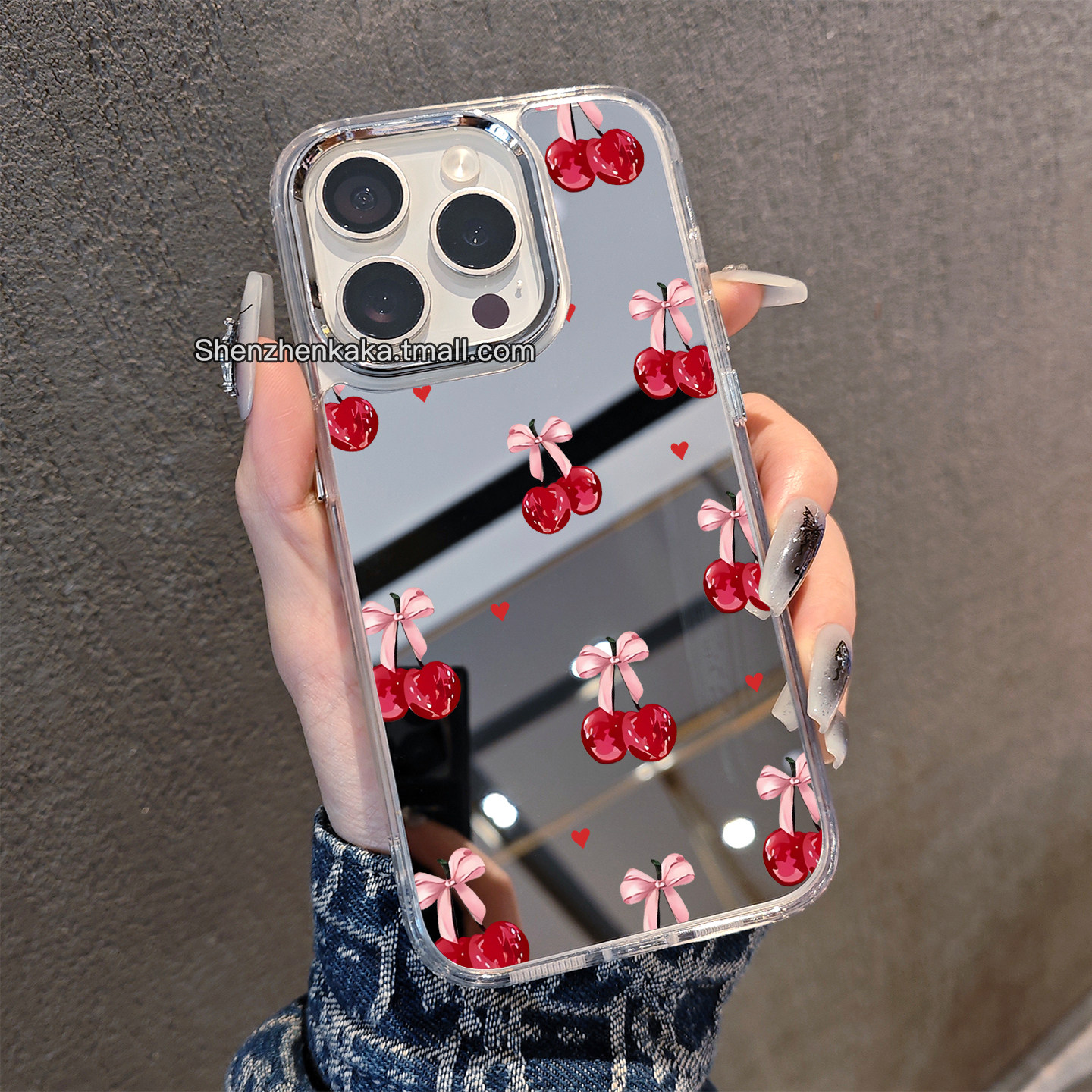 韩系油画樱桃手机壳苹果16镜面适用17promax小米15华为p