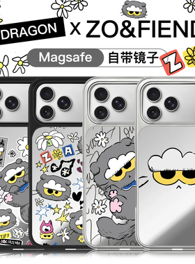 GD权志龙联名ZOA猫咪17promax手机壳Magsafe磁吸带镜子15plus韩系时尚潮流13pro苹果16小众个性女款iphone14