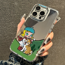 16promax潮玩公仔苹果15plus镜面简约高级感molly适用华为pura70+时尚女iPhone13茉莉手机壳小众不撞款mate40