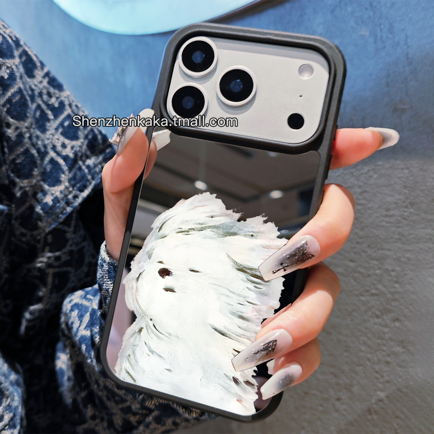 ins带镜子17promax手机壳潦草小狗Magsafe磁吸适用苹果16日韩女款15plus小众好看iphone14情侣13promax保护套