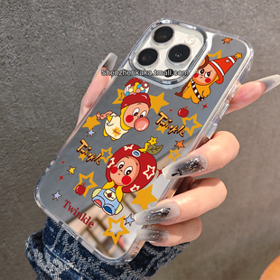 ins可爱星星人苹果17手机壳镜面适用16promax小米15华为pura80情侣mate70新款 女opporeno14卡通小众vivox200