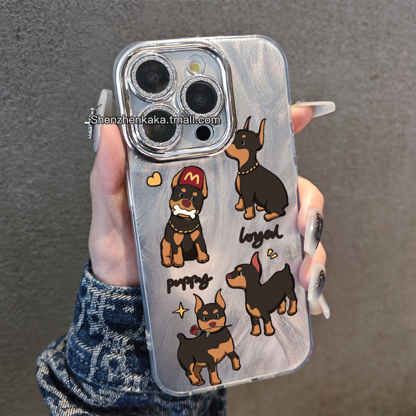 杜宾犬iphone16pro手机壳个性霸气小米15带镜头膜pura80/mate70高级感适用vivox200全包防摔opporeno14苹果13