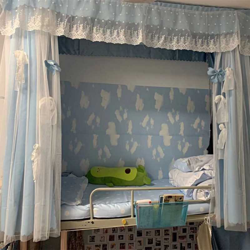 宿舍遮挡帘床帘上铺女生下铺男寝室强遮光学生蚊帐一体式u型支架