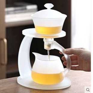 家用懒人冲茶器自动泡茶壶 厂家办公室会客功夫玻璃茶具套装