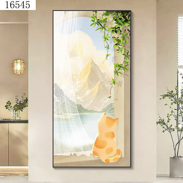 奶油风玄关装饰画轻奢高级感客厅入户正对门走廊过道风景挂画,鲜花速递/花卉仿真/绿植园艺,其它园艺用品,淘宝优惠券,粉丝福利购,淘宝优惠卷