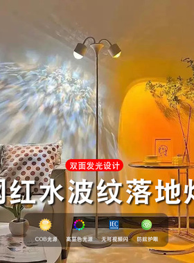 网红水波纹双头落日氛围灯夕阳日落地灯客厅卧室直播间背景补光灯