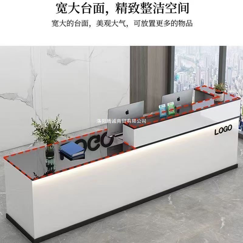 收银台公司前台接待桌简约桌子现代收银台便利店柜台美容院吧台桌图片