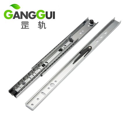53宽304重型不锈钢抽屉轨道三节钢珠滑轨机柜房车导轨5302S