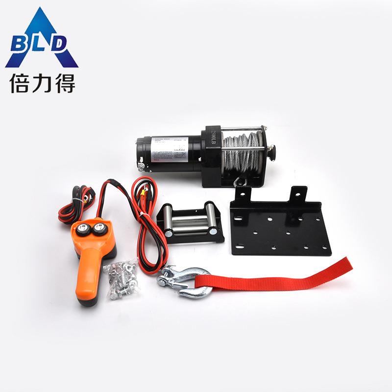 电动绞盘2500lbs车载工具12V24V牵引救援工具电动卷扬机钢丝绳