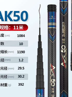 一笔一AK50高碳长节手竿炮杆传统钓竿泡沫逗钓竿大炮杆超轻超硬竿