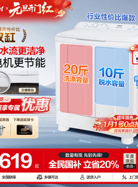 海尔洗衣机家用半自动10公斤超大容量双桶租房老式双缸波轮旗舰店