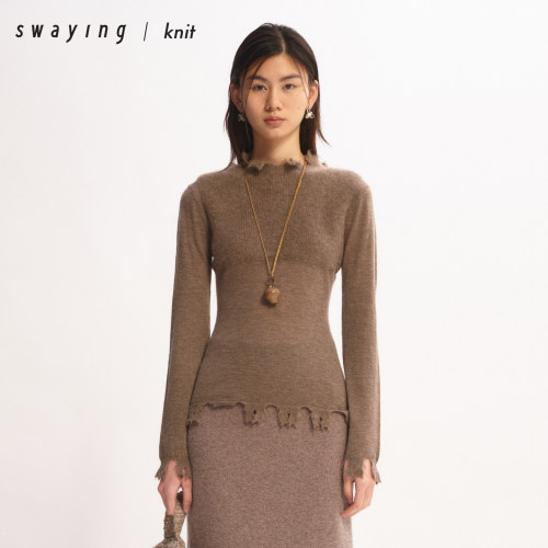 SWAYING官方牦牛拉绒毛边套衫女