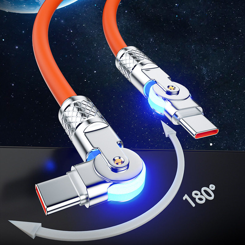 佐梵希游戏双弯头180旋转PD快充数据线适用苹果17华为60W手机充电线3Atype-C安卓适用华为180度180度旋转