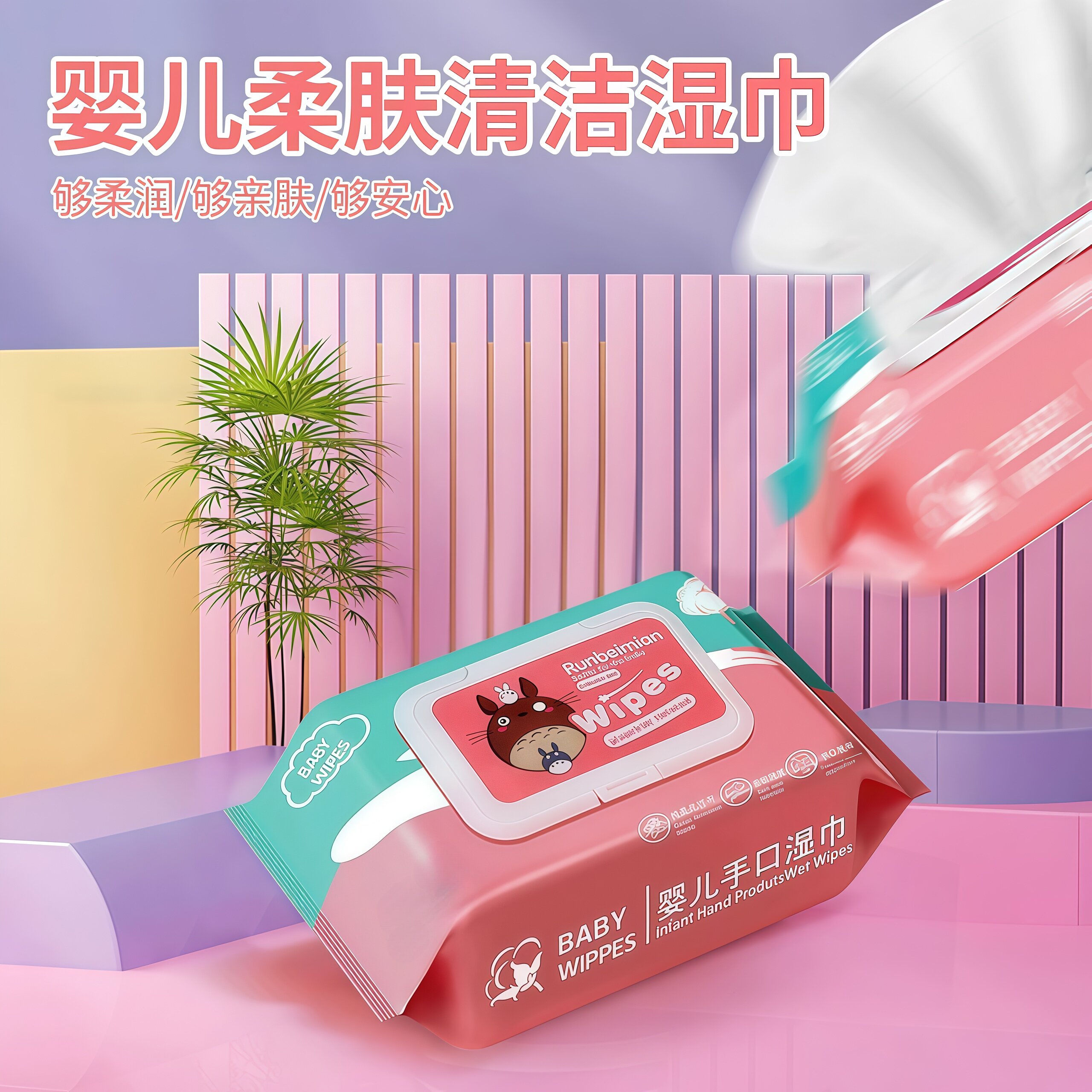 婴儿湿巾手口专用新生擦脸去油洗脸洁面家用加厚特价湿纸巾RO纯水