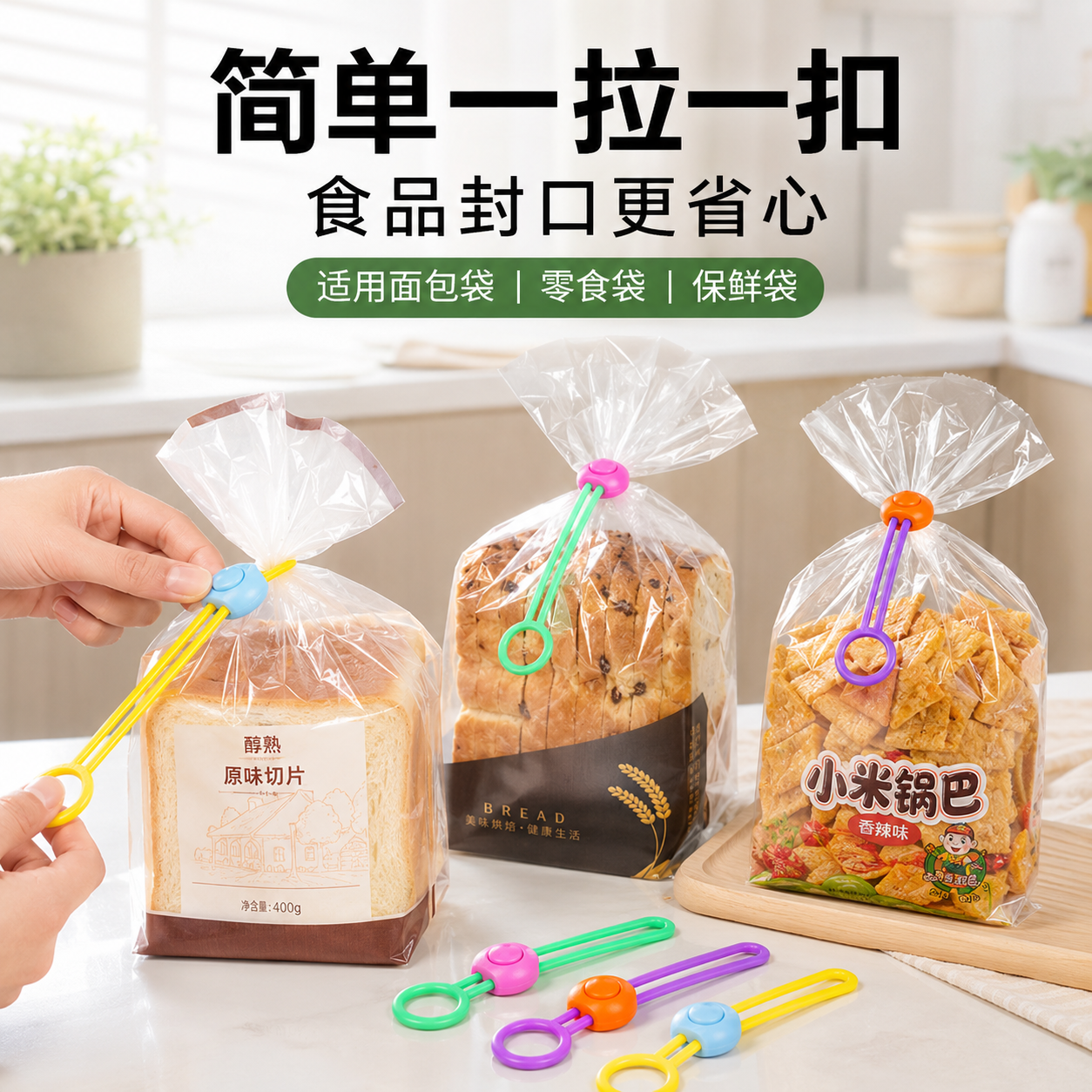 彩色食品封口夹捆线理线