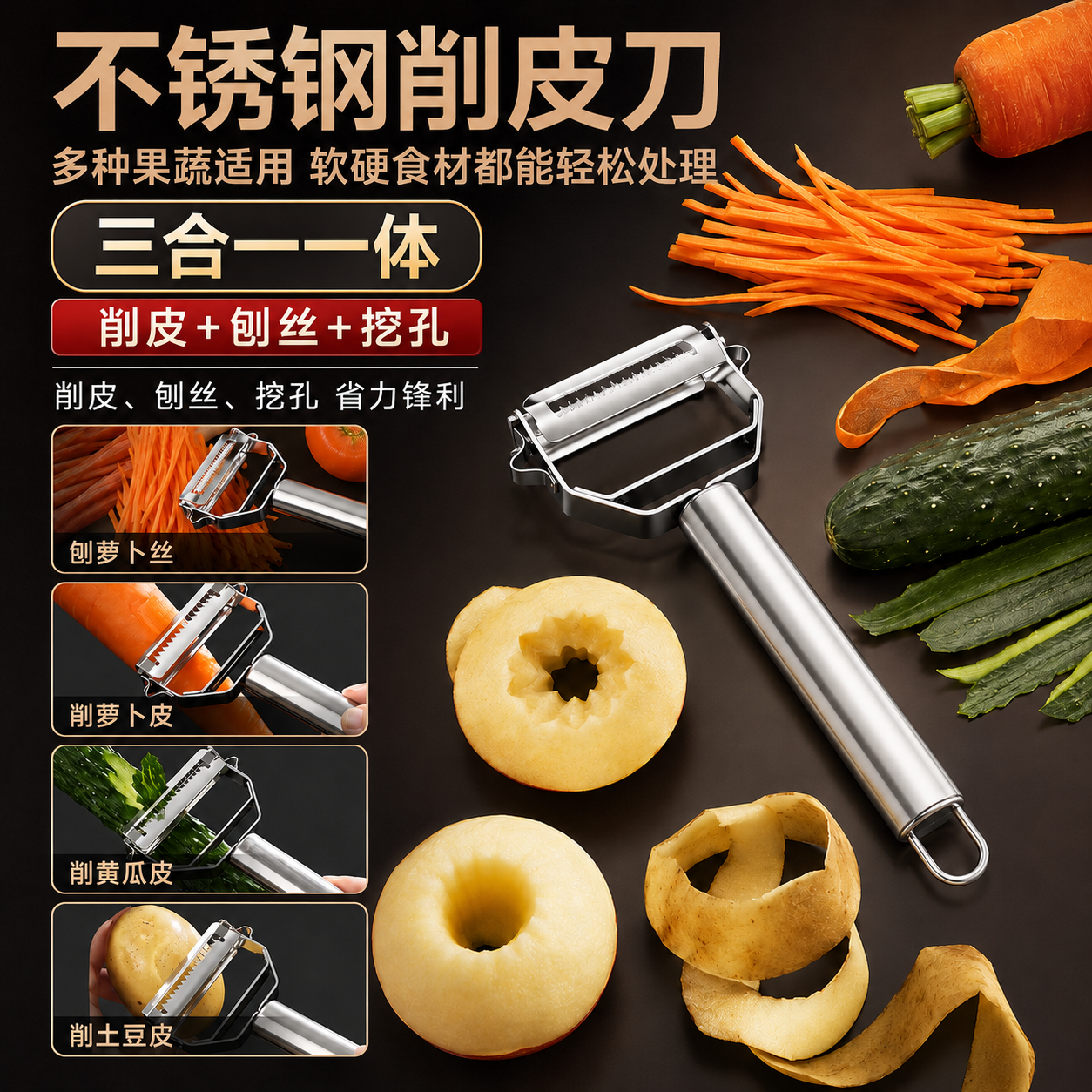 不锈钢水果削皮器厨房刨丝刀