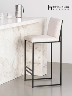 靠背吧台椅子家用岛台餐椅高脚凳吧台凳高脚椅意式极简现代凳子