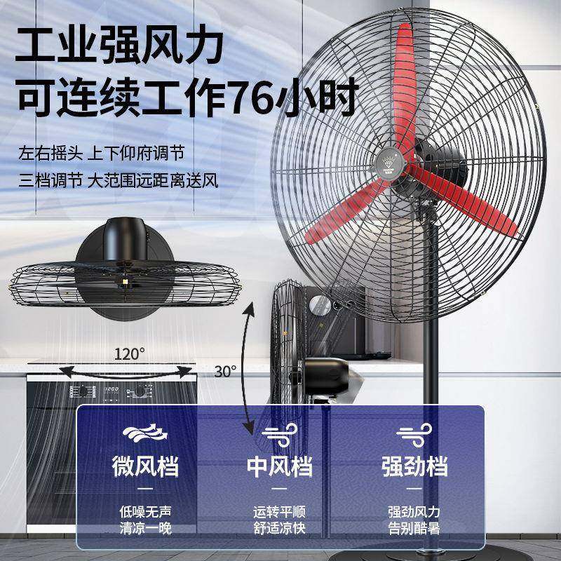 钻石牌工业电风扇落地扇大功率落地式风扇大风力强风商用牛角扇ZZ