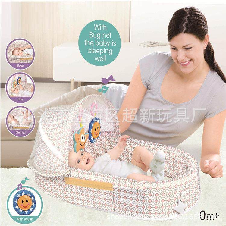 婴幼儿床中床母婴用品床户外旅行便携式婴儿床中床带音乐无灯光