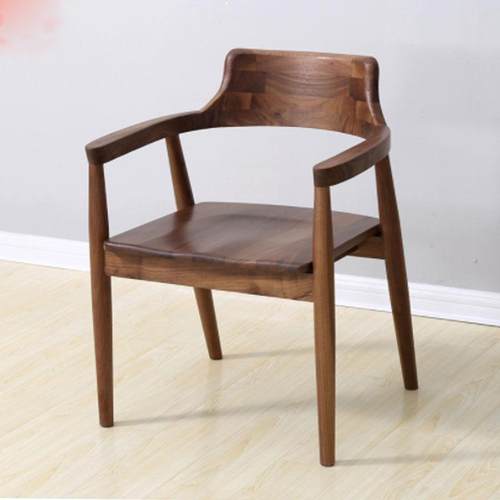 北美黑胡桃木实木餐椅书房书桌椅日式白橡木广岛椅扶手休闲椅家具