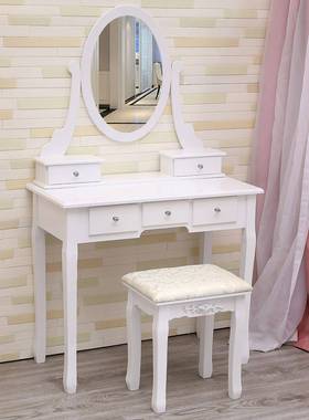 北欧白色梳妆台轻奢小户型家用单镜化妆桌小型带镜子小桌子化妆台