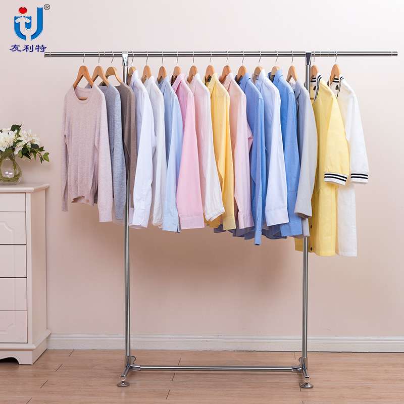 不锈钢伸缩单杆晾衣架落地铝合金晒被架高品质衣架可伸缩