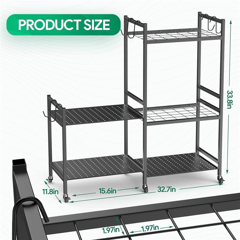 带轮子的花园工具收纳架电动工具收纳盒工具支架整理储物架置物架