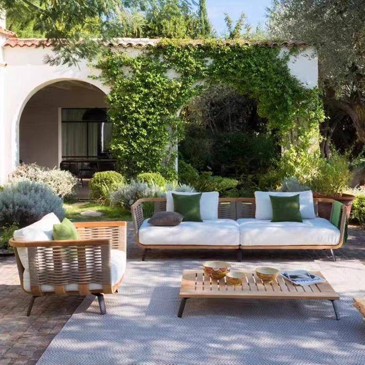 北欧户外沙发庭院室外花园别墅阳台露天民宿防水休闲藤编实木家具