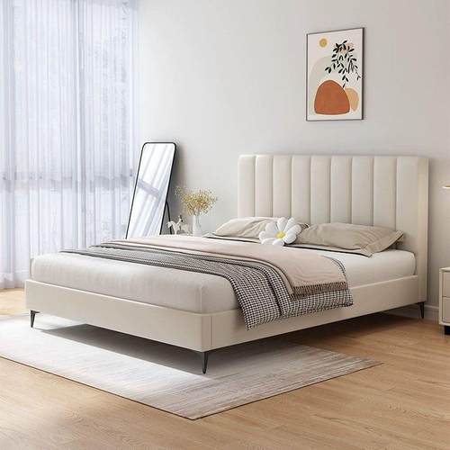 意式极简猫抓布现代简约小户型1.5米双人床轻奢主卧1.8米网红婚床