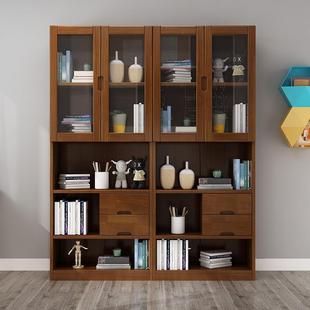 中式全实木书桌书柜组合家用儿童写字桌卧室转角电脑桌书架一体