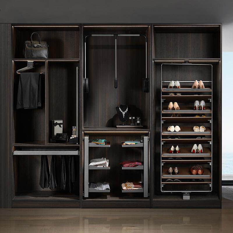 HIGOLD/悍高衣柜拉篮皮篮推拉衣柜衣物收纳盒家用衣帽间五金配件