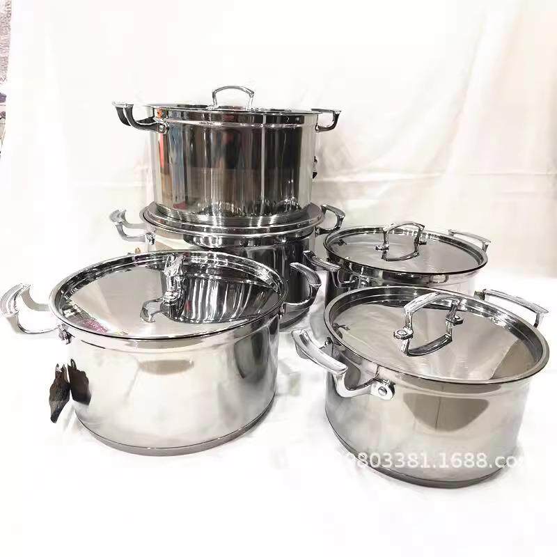 套装锅直销外贸5PCS直身不锈钢锅22CM,24CM,26CM,28CM,30CM