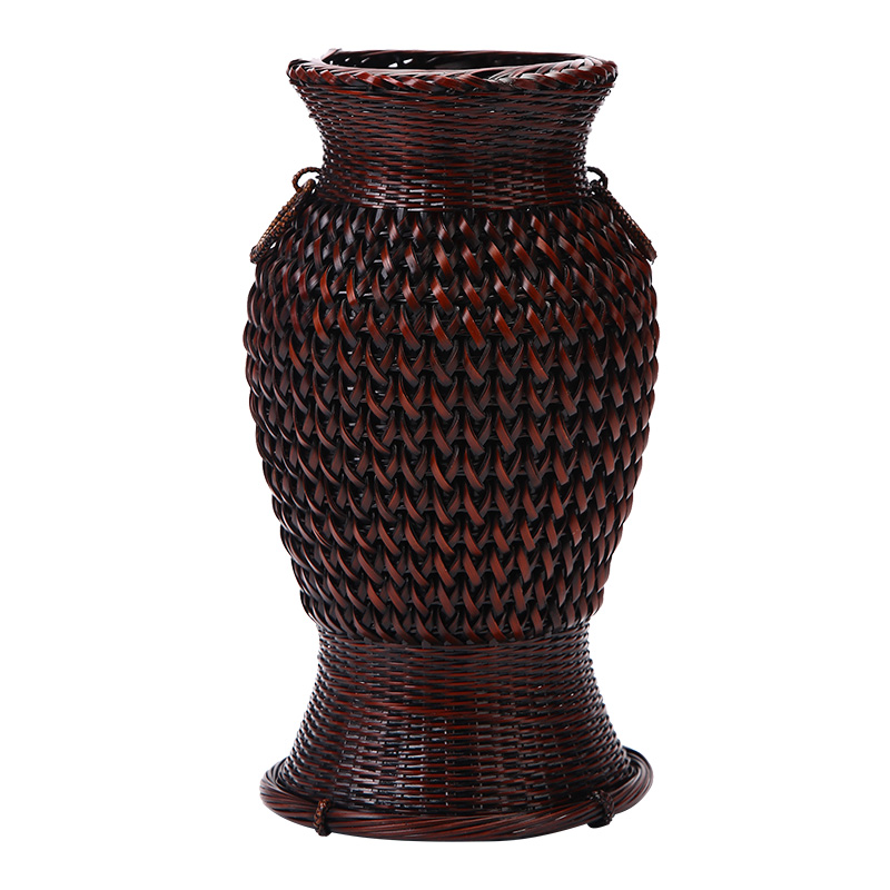 竹编花器手工编织摆件客厅竹花瓶花器禅意中式日式插花器皿花艺篮