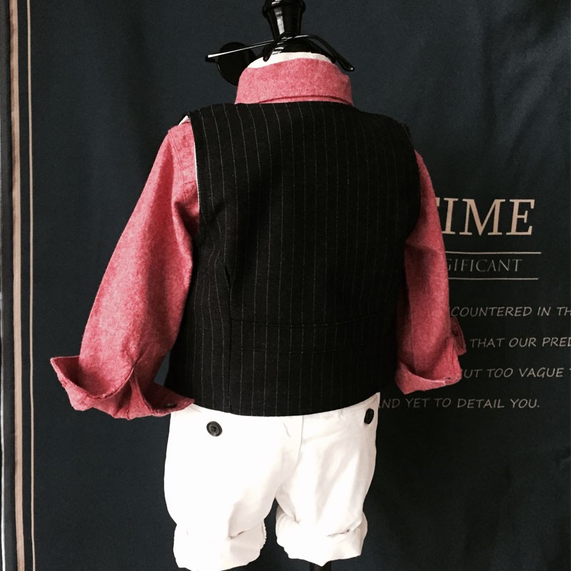 春秋男童英伦风马甲礼服演出服 中小童衬衫绅士服西装背带裤套装