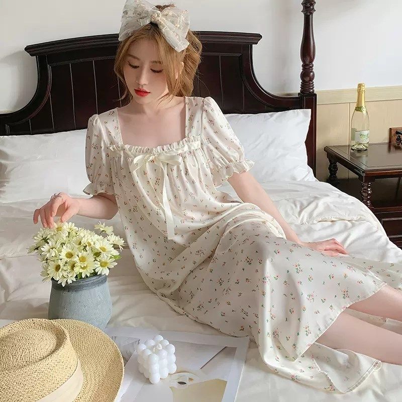 真丝睡衣女2025年新款夏季性感薄碎花短袖甜美可爱中长款夏天睡裙,女士内衣/男士内衣/家居服,睡衣/家居服套装,淘宝优惠券,粉丝福利购,淘宝优惠卷