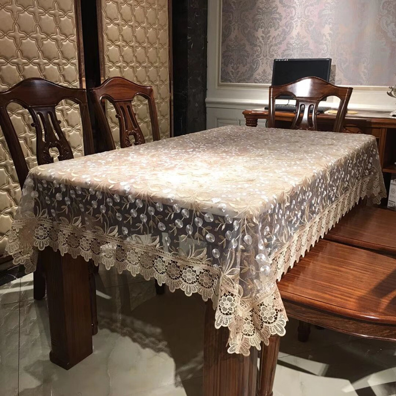 简约茶几桌布欧式蕾丝餐桌台布布艺盖布床头柜玻璃纱圆桌小桌布